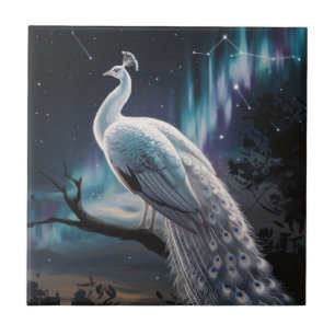 Azulejo Hermoso Pavo Blanco Aurora Borealis Escenario