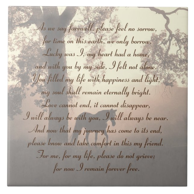 Azulejo Hermoso tributo conmemorativo a caballo y roble (Frente)