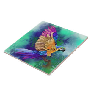 Azulejo Hermosos Colores Loro Cerámica Tile - Pintura