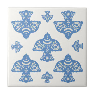 Azulejo Hermosos pájaros de arte popular clásico crema bla