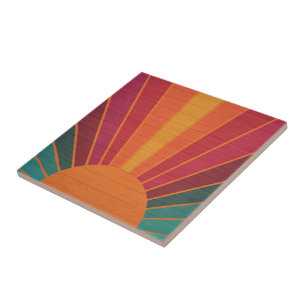 Azulejo Hermosos Rayos de Sol Brillantes Arte Popular del 