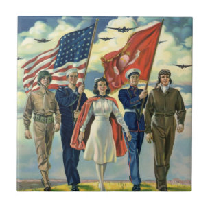 Azulejo Héroes Patrióticos Vintage, Personal Militar Orgul