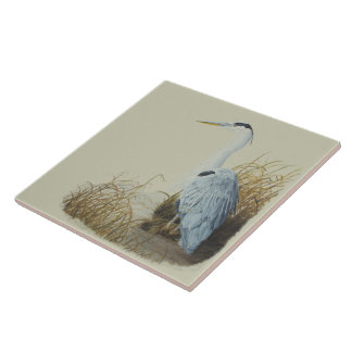 Azulejo Heron En Marsh Edge Tile