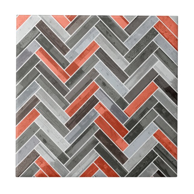 Azulejo Herringbone Pattern in Orange Grey (Frente)
