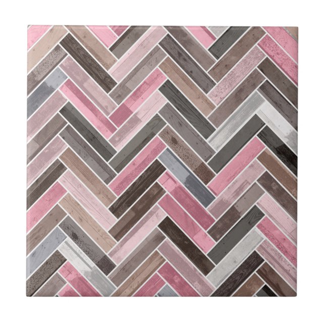 Azulejo Herringbone Pattern in Pink Grey (Frente)