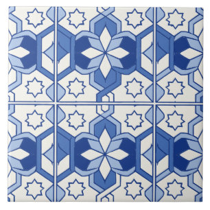 Azulejo Hexagonal Estrella Baldosa Azul Portuguesa