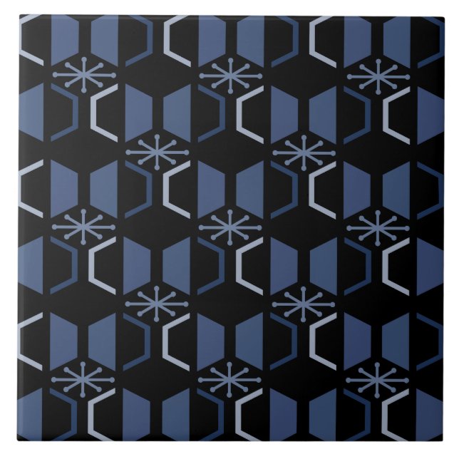 Azulejo Hexagons de la era atómica Azul negro (Frente)