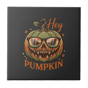 Azulejo Hey Calabaza Gafas de Jack Lantern de Halloween Bi