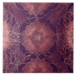 Azulejo Hey Rosegold Floral AI art