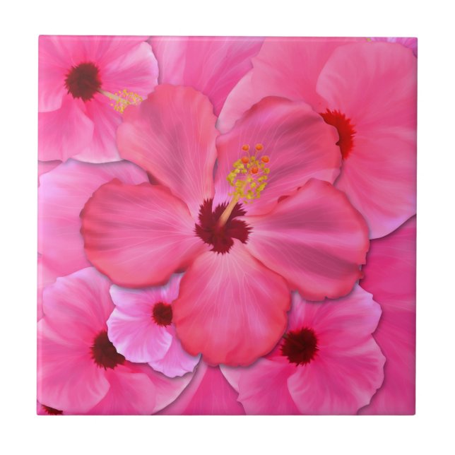Azulejo Hibisco rosado (Frente)