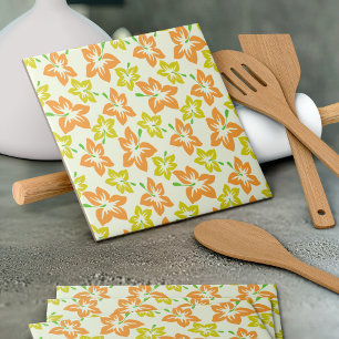 Azulejo Hibiscus amarillo, Hibiscus Naranja, patrón de flo