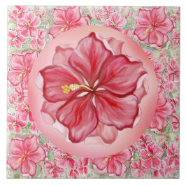 Azulejo Hibiscus & lace RED