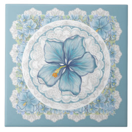 Azulejo Hibiscus & lace TURQUOISE