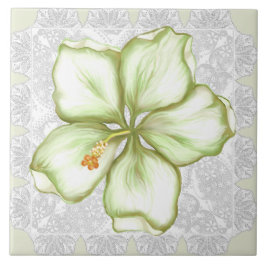 Azulejo Hibiscus & lace WHITE
