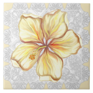 Azulejo Hibiscus & lace YELLOW