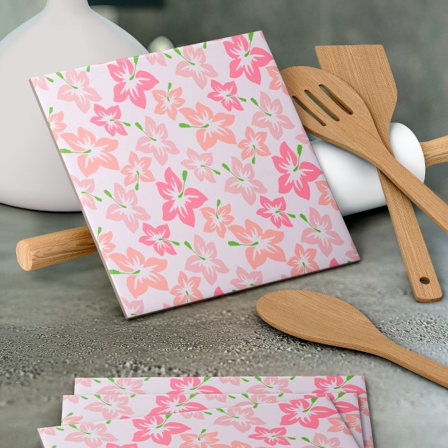 Azulejo Hibiscus Rosa, Flores Rosa, Patrón De Flores (Subido por el creador)