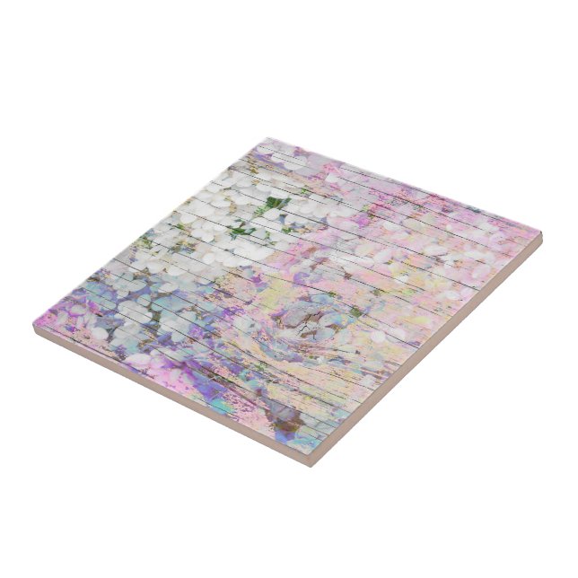 Azulejo Hidrangea Moda floral rosa Vintage (Lado)