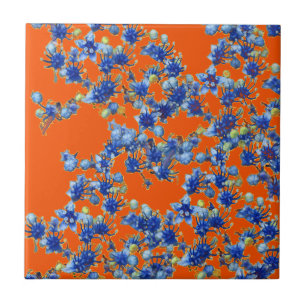 Azulejo hidrangea naranja y azul