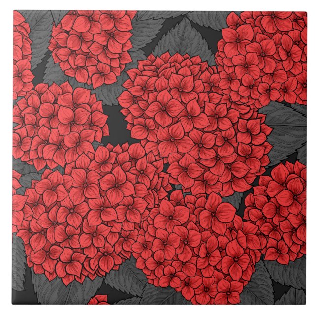 Azulejo Hidrangea roja (Frente)