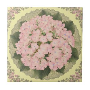 Azulejo Hidrangea rosa Blooms Amarillo Floral Tile cerámic