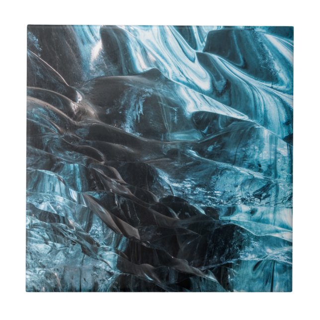 Azulejo Hielo Azul Abstracto En Cueva De Hielo (Frente)