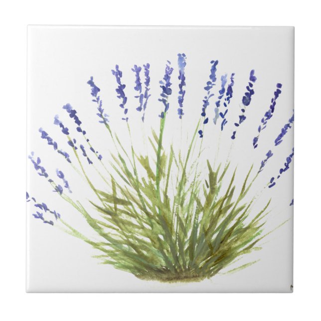 Azulejo Hierba de lavanda cocina floral acuarela rústica (Frente)