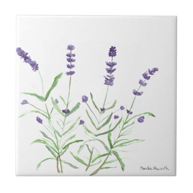 Azulejo Hierba de lavanda plantas botánicas flores moda pú (Frente)
