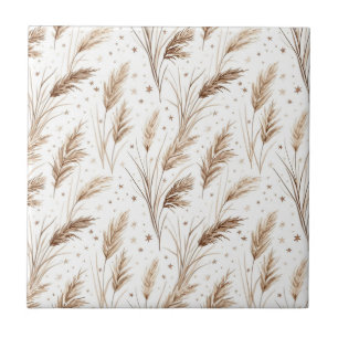 Azulejo Hierba de Pampas Boho Beige Marrón Patrón de Estre