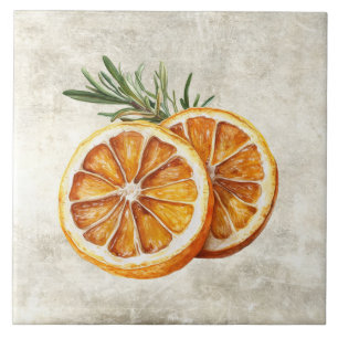 Azulejo Hierbas de acuarela rústica Romero Naranjas