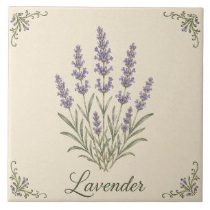 Azulejo Hierbas de Cocina Cottage Botánico de Lavanda Vint