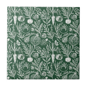 Azulejo Hierbas de cocina rústicas decoración verde bosque