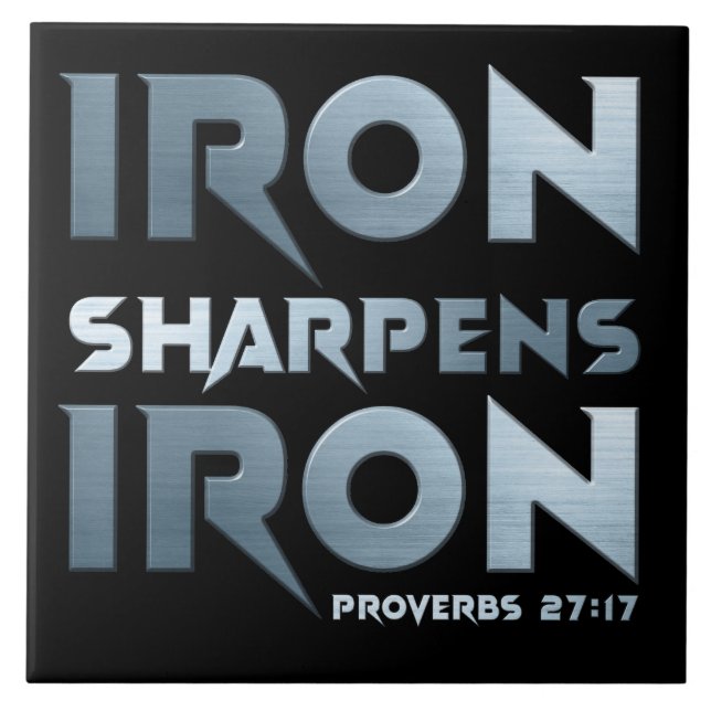 Azulejo Hierro Sharpens Hierro - Proverbio cristiano para  (Frente)