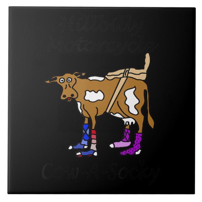 Azulejo Hillbilly Motorcycle Funny Cow Gift Para Bicicleta (Frente)