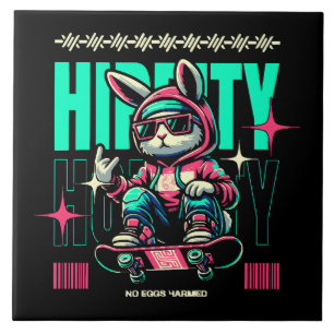 Azulejo Hip-Hop Hoppity - Conejo Patinador Pascua