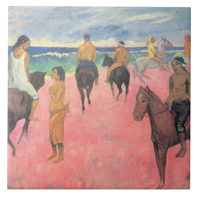 Azulejo Hípicos en la playa de Tahití (por Gaugin) (Frente)