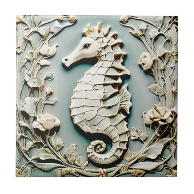 Azulejo Hipótesis de mar Art Nouveau Faux Relief Left mira (Frente)
