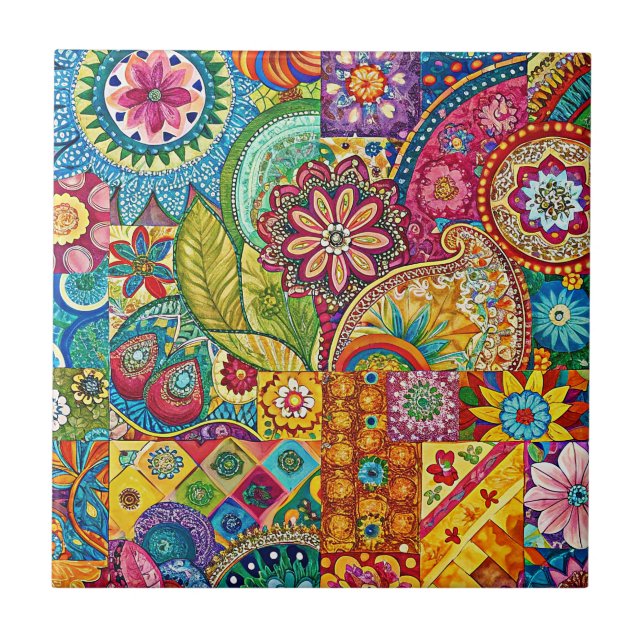 Azulejo Hippie Art Cerámica Tile (Frente)