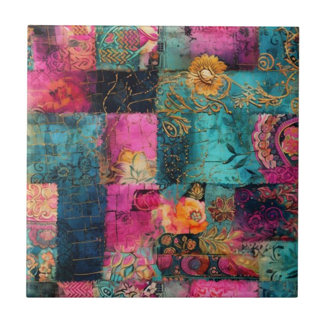 Azulejo Hippie Boho Ceramic Tile (Frente)