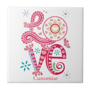 Azulejo Hippie Groovy Love Rótulo Thunder_Cove