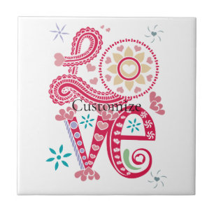 Azulejo Hippie Groovy Love Rótulo Thunder_Cove