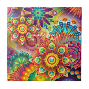 Azulejo Hippie Groovy Techno Psychedelic Thunder_Cove