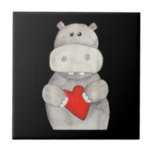 Azulejo Hippo cutáneo Hipopótamo Sujeto corazón   Love Hip