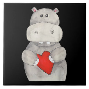 Azulejo Hippo cutáneo Hipopótamo Sujeto corazón Love Hip