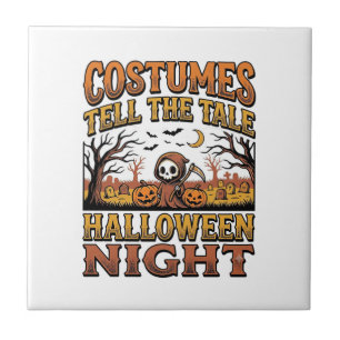 Azulejo Historia de disfraz de Halloween Tipografía de cem