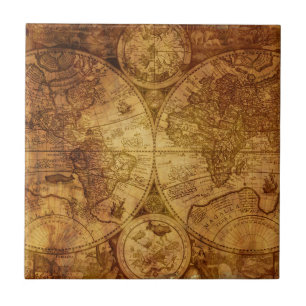 Azulejo Histórico Mapa del Mundo Antiguo