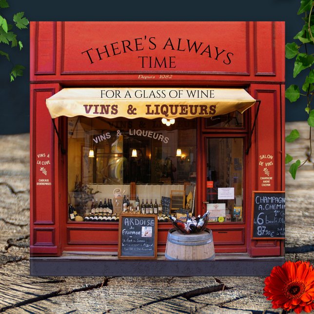Azulejo Histórico Tile cerámico de la tienda de vinos y li (Tile featuring an image of a historical French wine and liqueur shop)