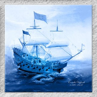 Azulejo Histórico velero holandés Delft Blue Tile