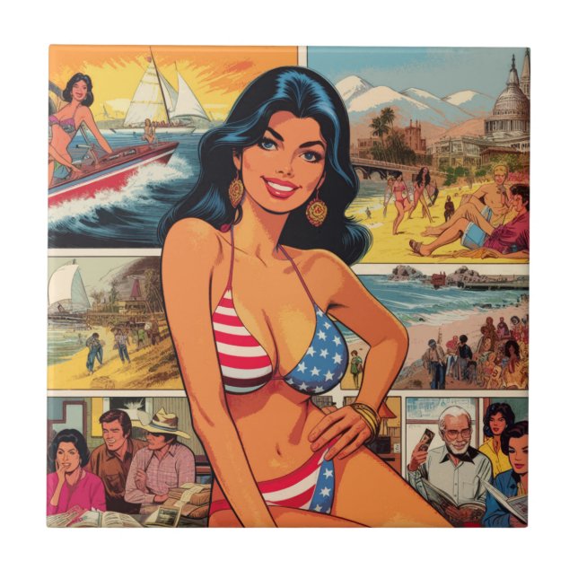 Azulejo Historietas de Chica de verano antiguas (Frente)