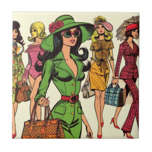 Azulejo Historietas de los Chicas de moda retro