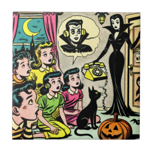 Azulejo Historietas de niños de Halloween de época